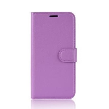 Чохол-книжка з фактурою Litchi та магнітним хлястиком на Samsung Galaxy Note 10 Lite - фіолетовий