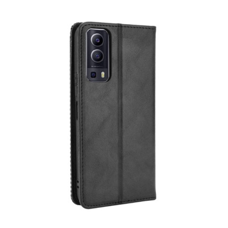 Чохол-книжка Magnetic Buckle Retro Crazy Horse Texture для Vivo Y72 5G/iQOO Z3 5G - чорний