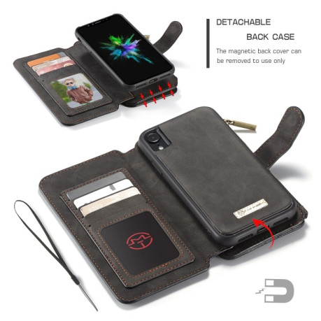 Шкіряний чохол-гаманець CaseMe Wallet для iPhone XR - чорний