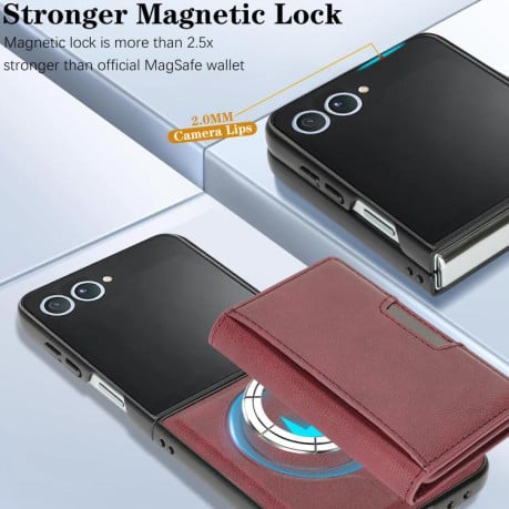 Чохол-книжка Kalebol Strong з MagSafe Tri-Fold з кишенькою для карт на Samsung Galaxy Filp 7 - червоний
