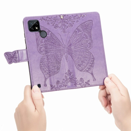 Чохол-книжка Butterfly Love Flower Embossed на Realme C21Y/C25Y - світло-фіолетовий