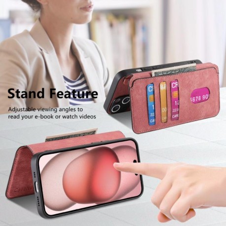 Чехол-книжка CaseNeo MagSafe RFID Anti-theft Retro Leather для iPhone 16e - розовый