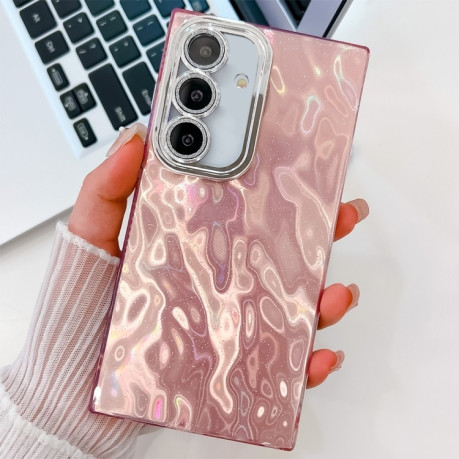 Протиударний чохол Plating Glitter Texture TPU with Lens Film для Samsung Galaxy S25+ 5G - Pink Wrinkles