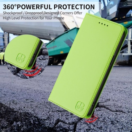 Чехол-книжка RC01 Dual-Folded Magnetic Suction RFID Leather на Infinix Hot 50i 5G / Smart 9 4G - зеленый