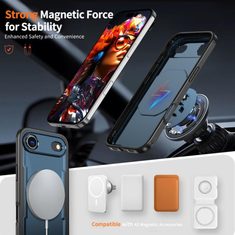 Противоударный чехол Metal 360 Degree Rotation Holder MagSafe на iPhone Air - синий