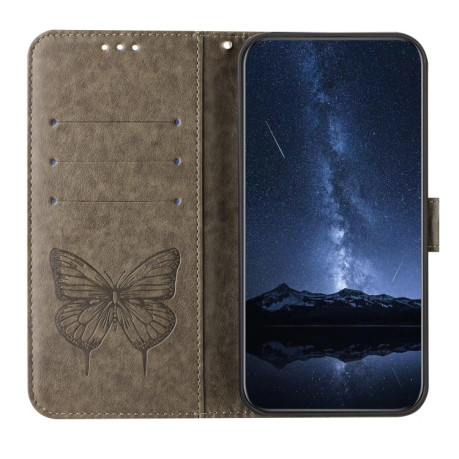 Чехол-книжка Embossed Butterfly для Realme GT7 Pro 5G - серый