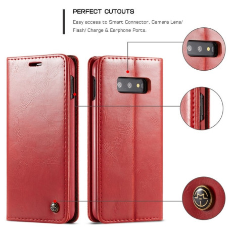 Кожаный чехол-книжка CaseMe-003 Crazy Horse Texture на Samsung Galaxy S10 e/G970-красный