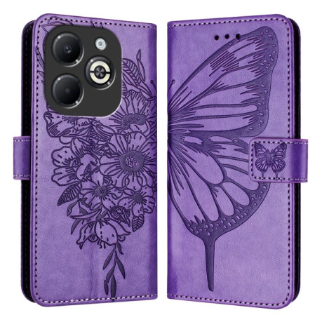 Чехол-книжка Embossed Butterfly для Infinix Smart 8 Plus / Smart 8 Pro - фиолетовый