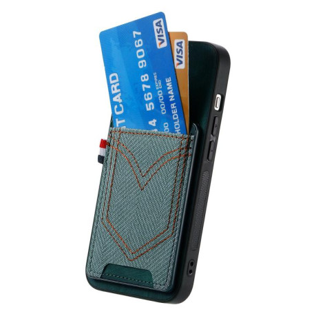 Чехол Denim Texture Leather Skin на iPhone 16e - зеленый