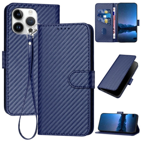 Чохол-книжка Carbon Fiber Texture на iPhone 16 Pro Max - синій