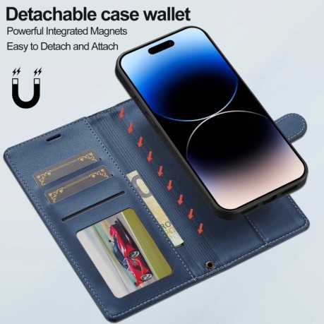 Чехол-книжка LCIMEEKE L2 Series Detachable Magsafe для iPhone 16 Plus - синий