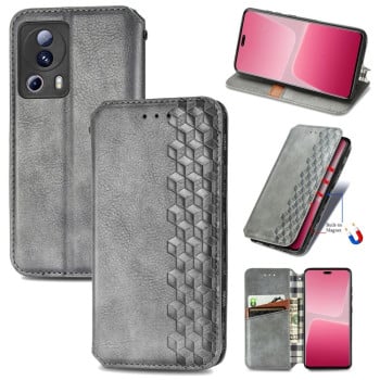 Чохол-книжка Cubic Grid для Xiaomi 13 Lite - сірий