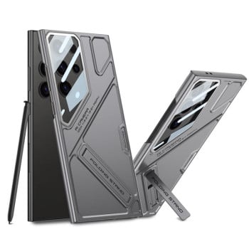 Протиударний чохол GKK Mech Style Ultra-thin Folding Holder Not Included Pen для Samsung Galaxy S25 Ultra 5G - Mountain Gray