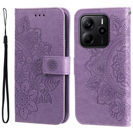 Чохол-книжка 7-petal Flowers Embossing для Redmi Note 14 4G 164.84mm - фіолетовий