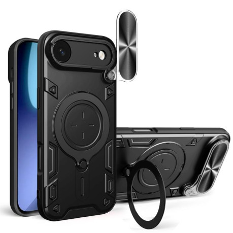 Противоударный чехол CD Texture Sliding Camshield Magnetic Holder на iPhone Air - черный