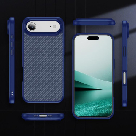Ударозащитный чехол Carbon Fiber Texture Skin-feel Acrylic TPU на iPhone Air - синий