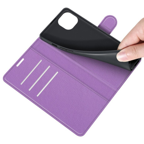Чехол-книжка Litchi Texture на iPhone 13 mini - фиолетовый