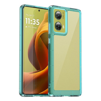 Противоударный чехол  Colorful Acrylic Series с цветной силиконовой боковиной на Motorola Moto G85 - синий