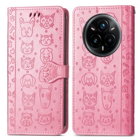 Чехол-книжка Cat and Dog для Realme 14 Pro+ - рожевий