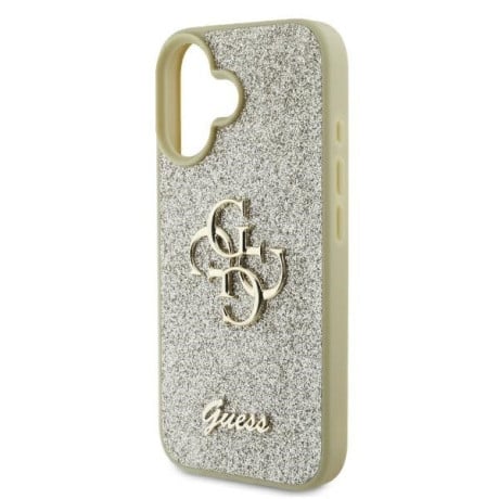 Оригинальный чехол Guess Big Metal Logo Fixed Glitter для iPhone 16 Plus - Gold