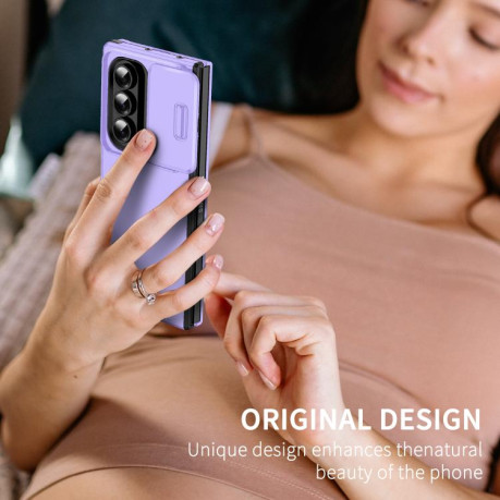 Противоударный чехол Sliding Camshield для Samsung Galaxy Fold 7 - фиолетовый