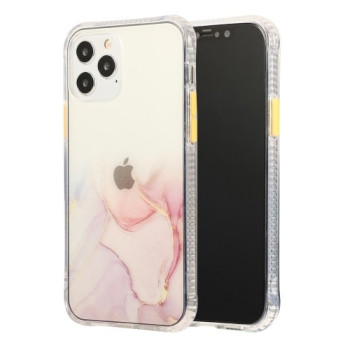 Противоударный чехол Marble Pattern Glittery Powder на iPhone 12 Pro Max - прозрачно-розовый