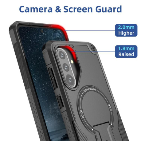 Противоударный чехол MagSafe Holder Armor PC Hybrid для Samsung Galaxy A36 / A56 5G - черный