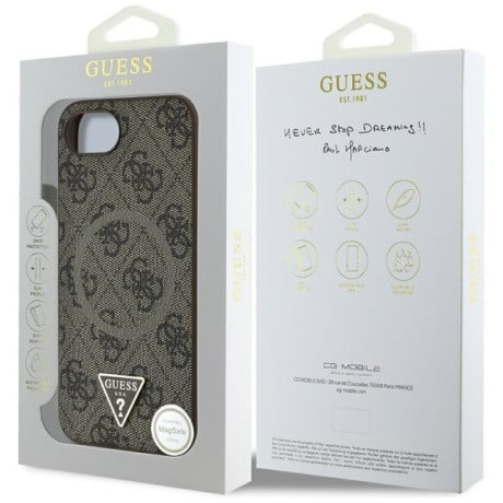 Оригінальний чохол Guess 4G Ring Triangle Logo MagSafe для iPhone 16e - Brown