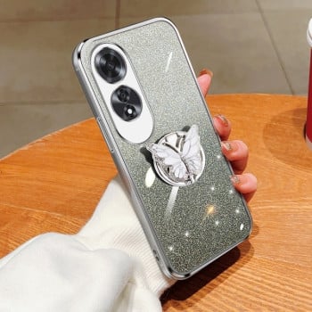 Чохол протиударний Plated Gradient Glitter Butterfly Holder для OPPO A60 - сріблястий