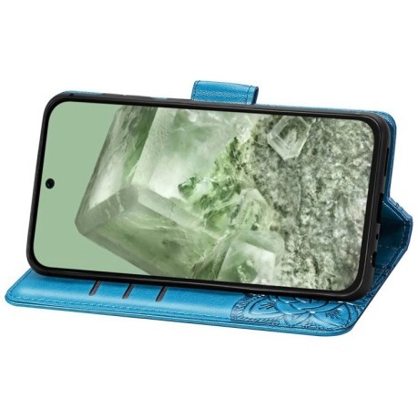 Чехол-книжка Butterfly Love Flower Embossed для Google Pixel 8a - синий