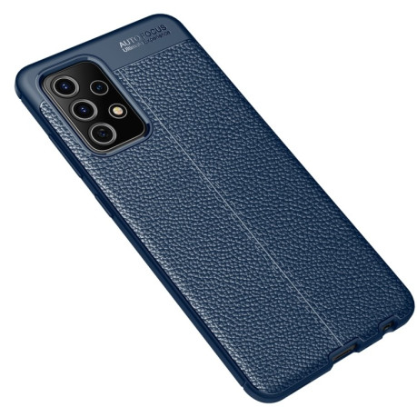 Противоударный чехол Litchi Texture на Samsung Galaxy A72  - синий