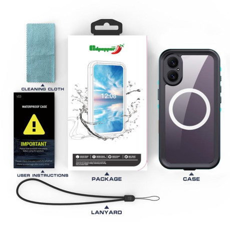 Противоударный чехол RedPepper IP68 Waterproof MagSafe для iPhone 17 - черно-синий