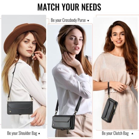 Чехол-книжка CaseMe C36 Card Slots Zipper Wallet RFID Anti-theft Leather для Google Pixel 9a - черный