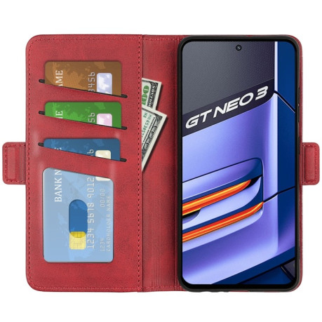 Чехол-книжка Dual-side Magnetic Buckle для  Realme GT Neo 3 - красный