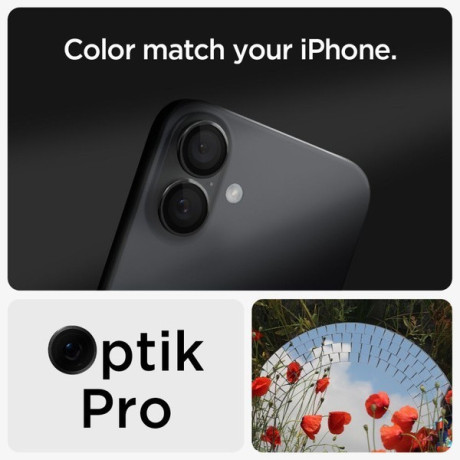 Комплект защитных стекол на камеру Spigen Glass tR EZ Fit Optik Pro для  iPhone 16 Plus - Black