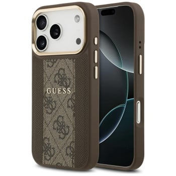 Оригинальный чехол Guess 4G Stripe с MagSafe на iPhone 17 Pro - brown