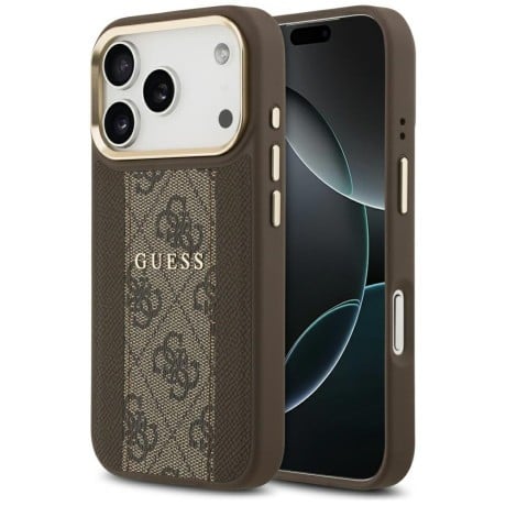 Оригинальный чехол Guess 4G Stripe с MagSafe на iPhone 17 Pro - brown