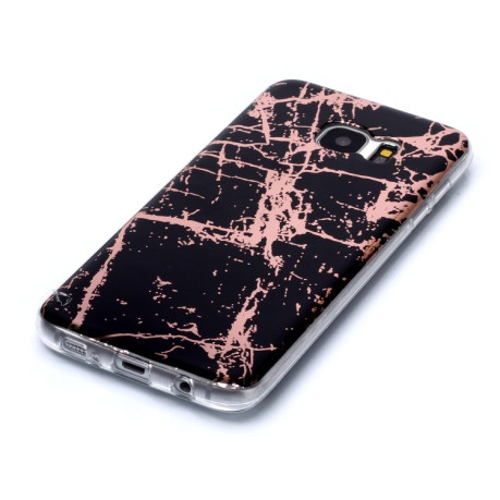 Противоударный чехол Plating Marble для Samsung Galaxy S7 edge - черно-золотой