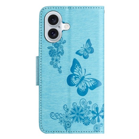 Чохол-книжка Embossed Butterfly для iPhone 16 Plus - синій