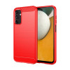 Противоударный чехол Brushed Texture Carbon Fiber на Samsung Galaxy A15 - красный