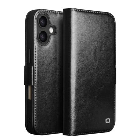 Чехол-книжка QIALINO Classic 103 Buckle с натуральной кожи на iPhone 17 - черный
