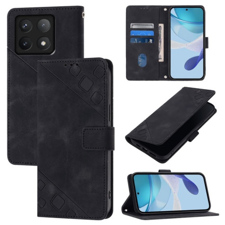 Чохол-книжка Skin-feel Embossed для Xiaomi 14T Pro - чорний