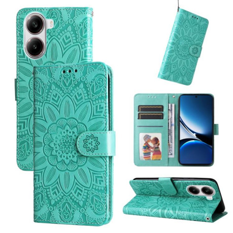 Чехол-книжка Embossed Sunflower для Redmi Turbo 4 / Xiaomi Poco X7 Pro - зеленый