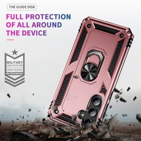 Противоударный чехол HMC 360 Degree Rotating Holder на Samsung Galaxy A35 5G - розовое золото
