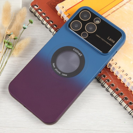 Противоударный чехол Gradient Silicone Shockproof Magsafe для iPhone 15 Pro - голубо-красный
