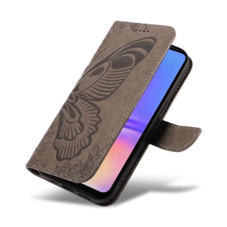Чехол-книжка Swallowtail Butterfly Embossed Leather на Samsung Galaxy A07 5G - серый