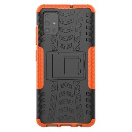 Противоударный чехол Tire Texture на Samsung Galaxy A51 - оранжевый