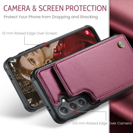 Чехол CaseMe C22 Card Slots Holder RFID Anti-theft для Samsung Galaxy S24 FE 5G - красный