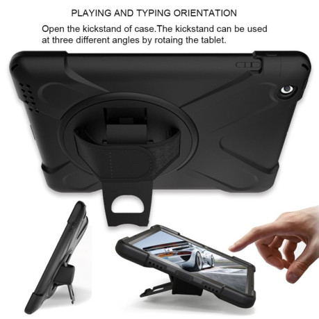 Противоударный чехол- подставка Degree Rotation Silicone с ремешком на iPad 6 / iPad Air 2- черный