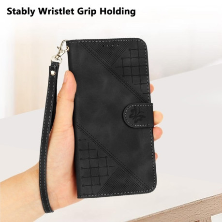 Чохол-книжка Grid Butterfly Embossed Pattern Flip Leather для Xiaomi Redmi Note 14 5G/Poco M7 Pro 5G - чорний